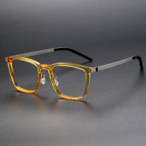 Square Acetate & Titanium Glasses LE1304_Clear Yellow