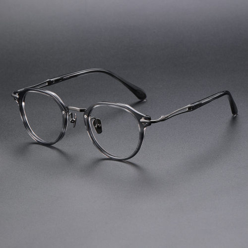 Acetate & Titanium Eyeglasses LE1040_Gray Tortoise - Gunmetal