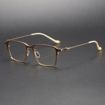 Titanium Eyeglasses LE1034_Brown - Gold Titanium Eyeglasses LE1034_Brown - Gold