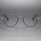 Geometric Titanium Eyeglasses LE0034_Black - Silver