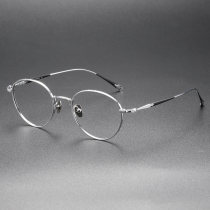 Round Titanium & TR Eyeglasses LE0024_Silver