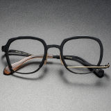 Acetate & Titanium Eyeglasses LE0431_Black - Gold