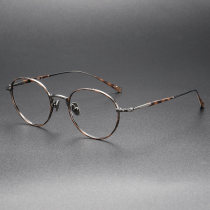 Round Titanium & TR Eyeglasses LE0024_Gunmetal - Tortois