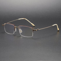 Titanium Eyeglasses LE1061_Brown - Gold Titanium Eyeglasses LE1061_Brown - Gold