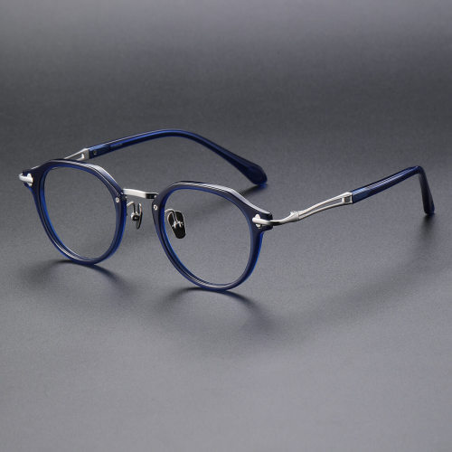 Acetate & Titanium Eyeglasses LE1040_Clear Blue - Silver