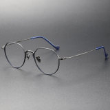 Geometric Titanium Eyeglasses _Gun - Blue