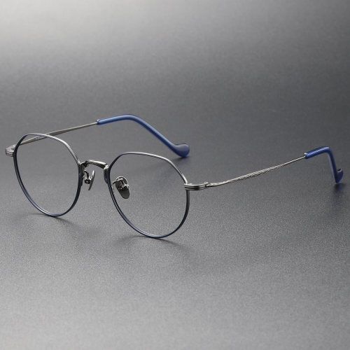 Geometric Titanium Eyeglasses _Gun - Blue