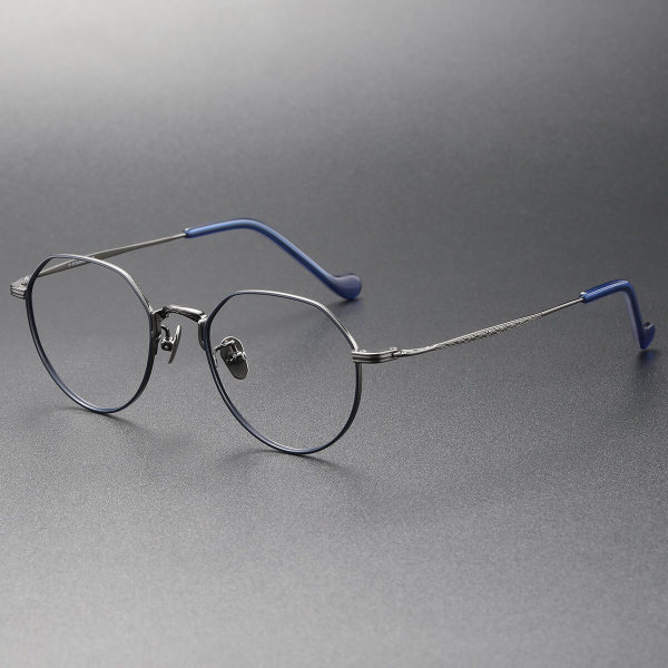 Geometric Titanium Eyeglasses _Gun - Blue