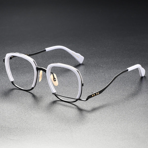 Acetate & Titanium Eyeglasses LE0431_Black - White