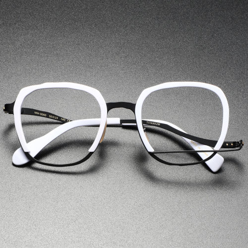 Acetate & Titanium Eyeglasses LE0431_Black - White