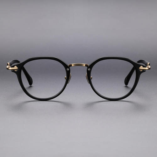 Acetate & Titanium Eyeglasses LE1040_Black - Gold