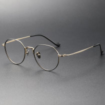 Geometric Titanium Eyeglasses LE0034_Black - Gold