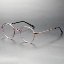 Round Acetate & Titanium Eyeglasses LE0050_Violet - Gold
