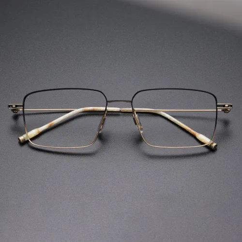 Square Titanium Eyeglasses LE1015_Black - Gold