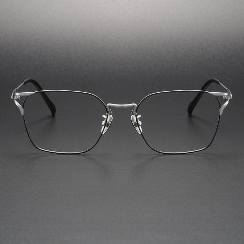 Square Titanium Eyeglasses LE1021_Black - Silver