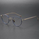 Oval Titanium Eyeglasses LE0041_Blue - Gold