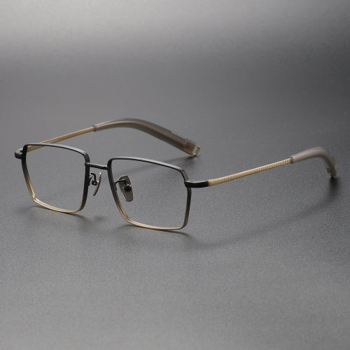 Square Titanium Eyeglasses LE0021_Black - Gold