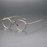 Round Titanium Eyeglasses LE0040_Gold