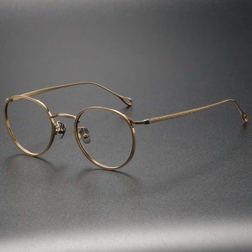 Round Titanium Eyeglasses LE0038_Gold