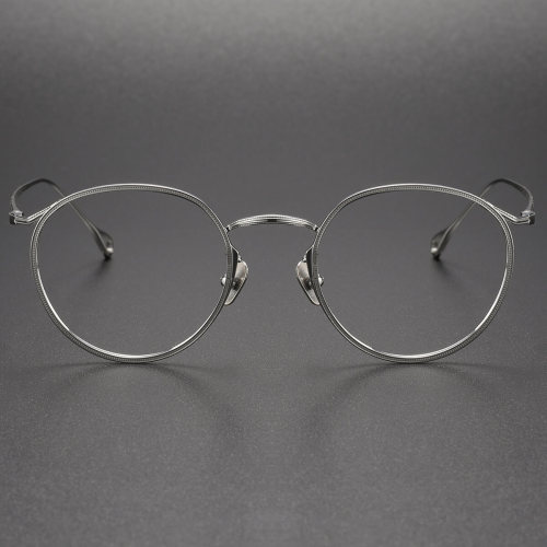 Round Titanium Eyeglasses LE0038_Silver
