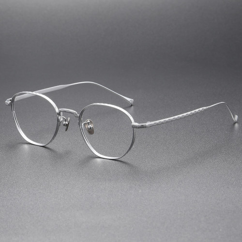 Round Titanium Eyeglasses LE0040_Silver