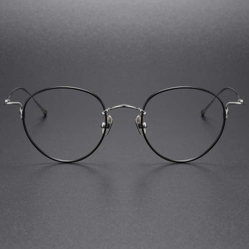 Oval Titanium Eyeglasses LE0041_Black - Silver