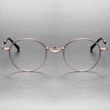 Round Acetate & Titanium Eyeglasses LE0050_Violet - Gold