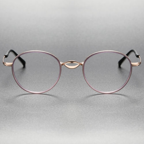 Round Acetate & Titanium Eyeglasses LE0050_Violet - Gold