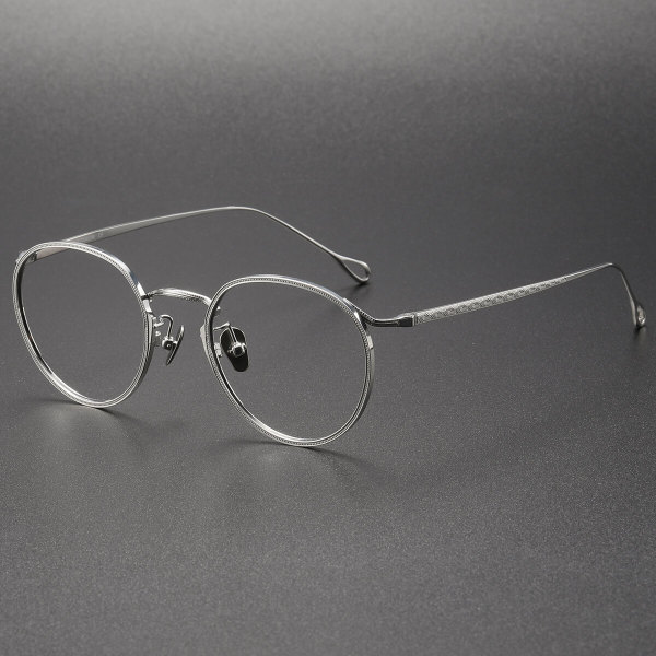 Round Titanium Eyeglasses LE0038_Silver