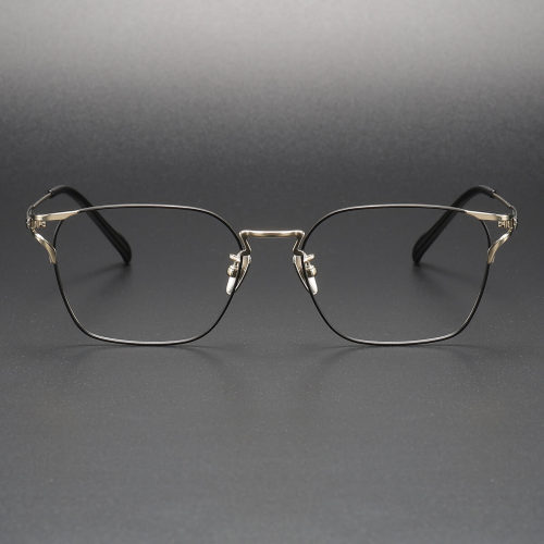 Square Titanium Eyeglasses LE1021_Black - Gold