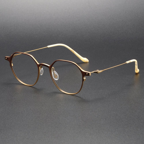 Titanium Eyeglasses LE1008_Brown - Gold