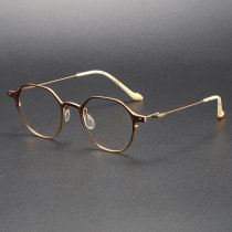 Titanium Eyeglasses LE1008_Brown - Gold Titanium Eyeglasses LE1008_Brown - Gold