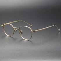Round Titanium Eyeglasses LE0042_Gold