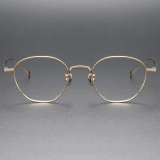 Round Titanium Eyeglasses LE0040_Gold