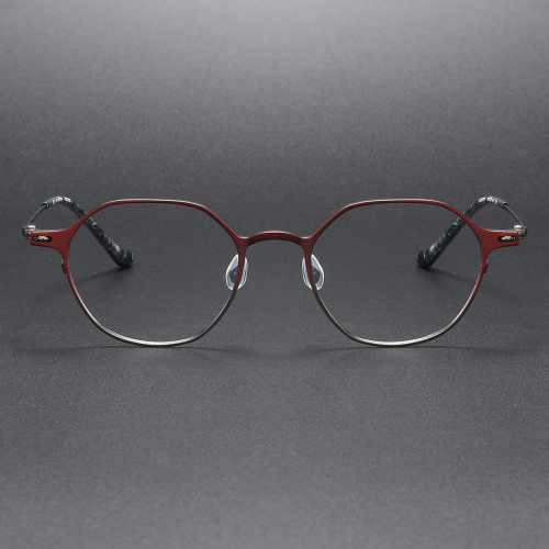 Titanium Eyeglasses LE1008_Red - Gunmetal