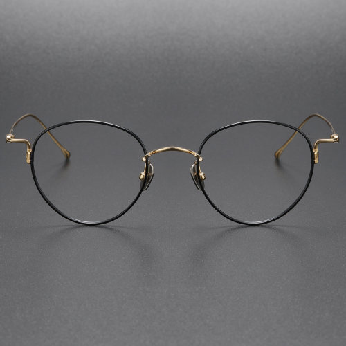 Oval Titanium Eyeglasses LE0041_Black - Gold