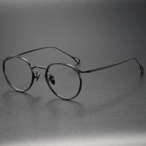 Round Titanium Eyeglasses LE0038_Gun Color Round Titanium Eyeglasses LE0038_Gun Color