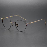 Oval Titanium Eyeglasses LE0041_Black - Gold