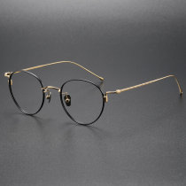 Oval Titanium Eyeglasses LE0041_Black - Gold
