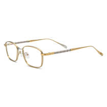 Oval Titanium Eyeglasses Frame LE0588_Gold Oval Titanium Eyeglasses Frame LE0588_Gold