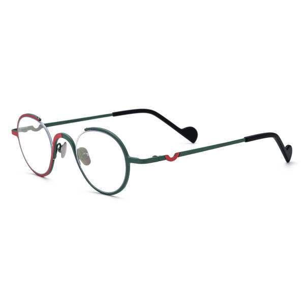 Titanium Eyeglasses LE0596_Frosted Red - Green