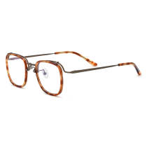Square Titanium Eyeglasses Frame LE0593_Tortoise Shell Square Titanium Eyeglasses Frame LE0593_Tortoise Shell