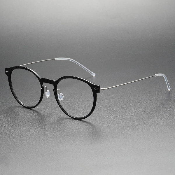Oval Titanium & Nylon Eyeglasses LE0129_Black