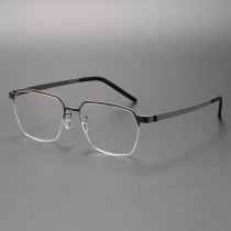 Square Titanium Eyeglasses LE0134_Gun Color