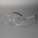 Square Titanium Eyeglasses LE0134_Gold