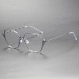 Geometric Titanium & Nylon Eyeglasses LE0130_Translucent - Light Gray