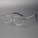 Square Titanium Eyeglasses LE0134_Silver