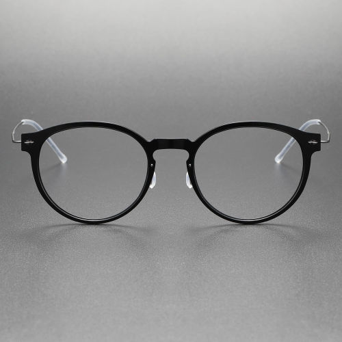 Oval Titanium & Nylon Eyeglasses LE0129_Black
