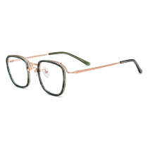 Square Titanium Eyeglasses Frame LE0593_Green TortoiseShell Square Titanium Eyeglasses Frame LE0593_Green TortoiseShell