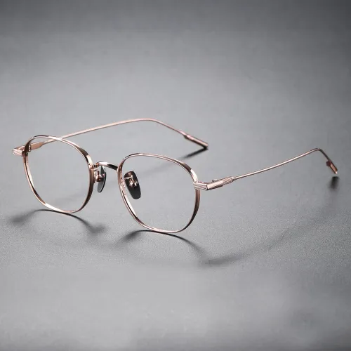 Oval Titanium Eyeglasses LE0136_Rose Gold